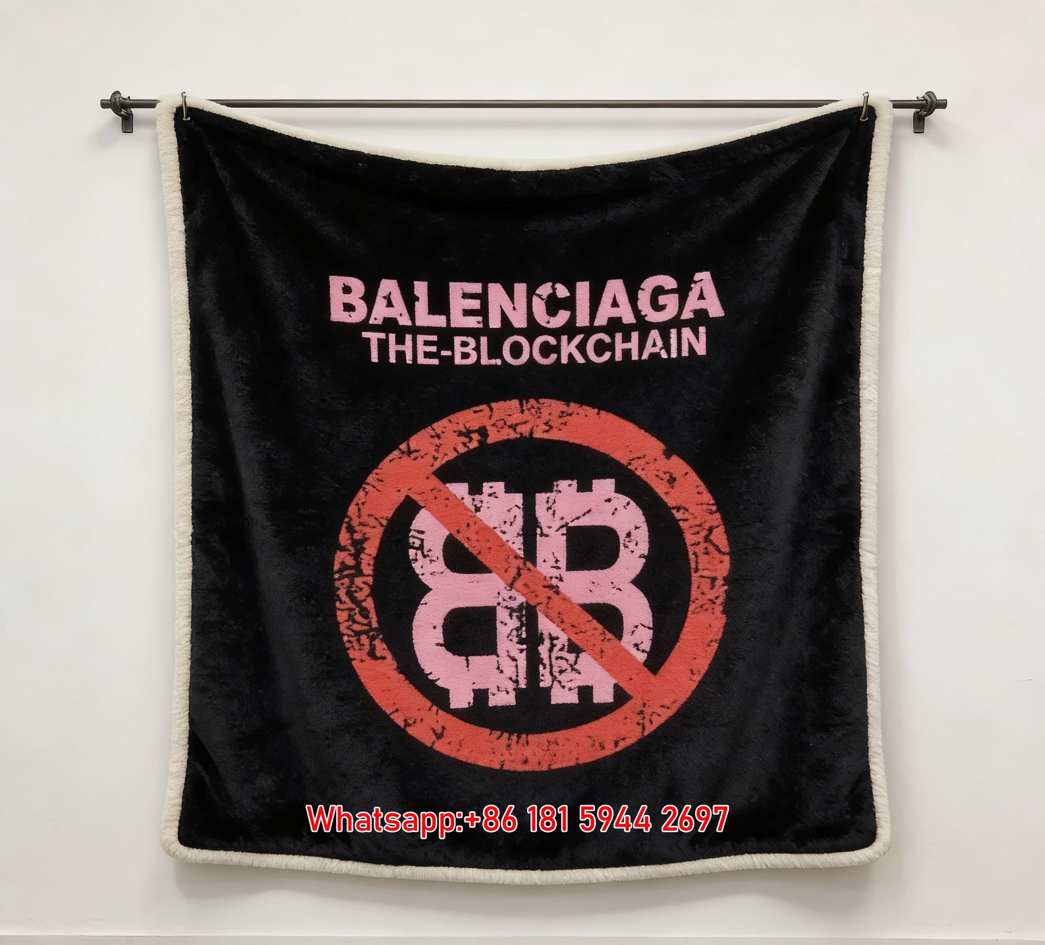 Balenciaga The Blockchain BB Logo Flannel Sofa Throw Blanket BA146